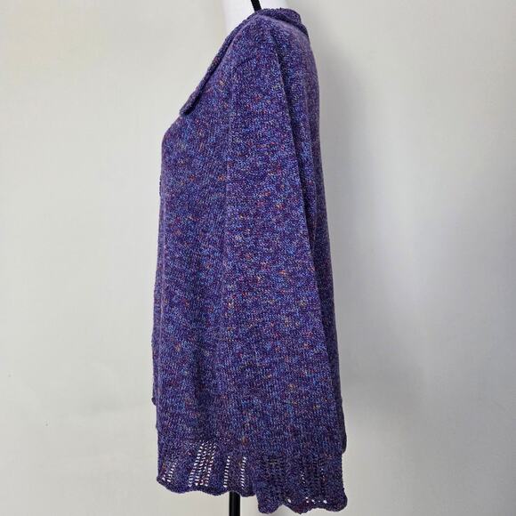 NWT CJ Banks 2X Cardigan Sweater Button Scalloped Long Sleeve Collar Purple - Picture 4 of 16